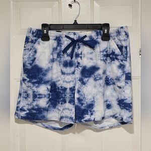 Blue Tie-Dye Women's Athletic Shorts